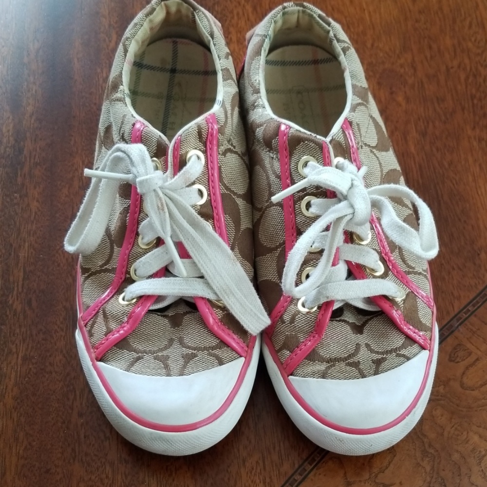 Coach Pink and Tan Women's Sneakers 5.5